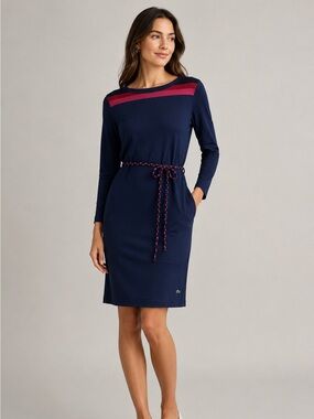 Lacoste Elegant Blue Long Sleeve Dress